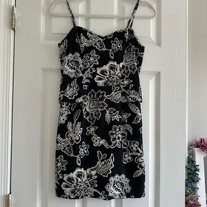 Black and white floral print dress